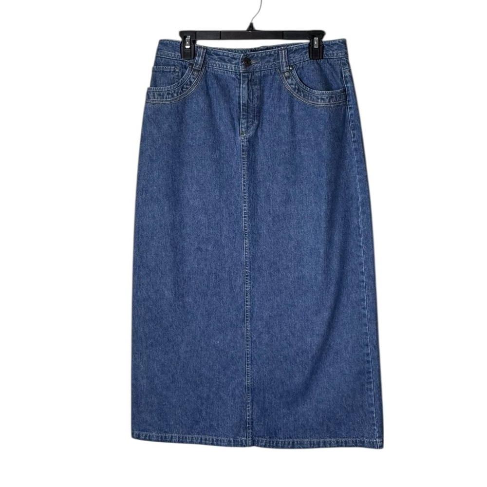 Vintage Y2K Denim Maxi Jean Skirt 8P‎ 90s Western Ranch Festival Cottage Capsule